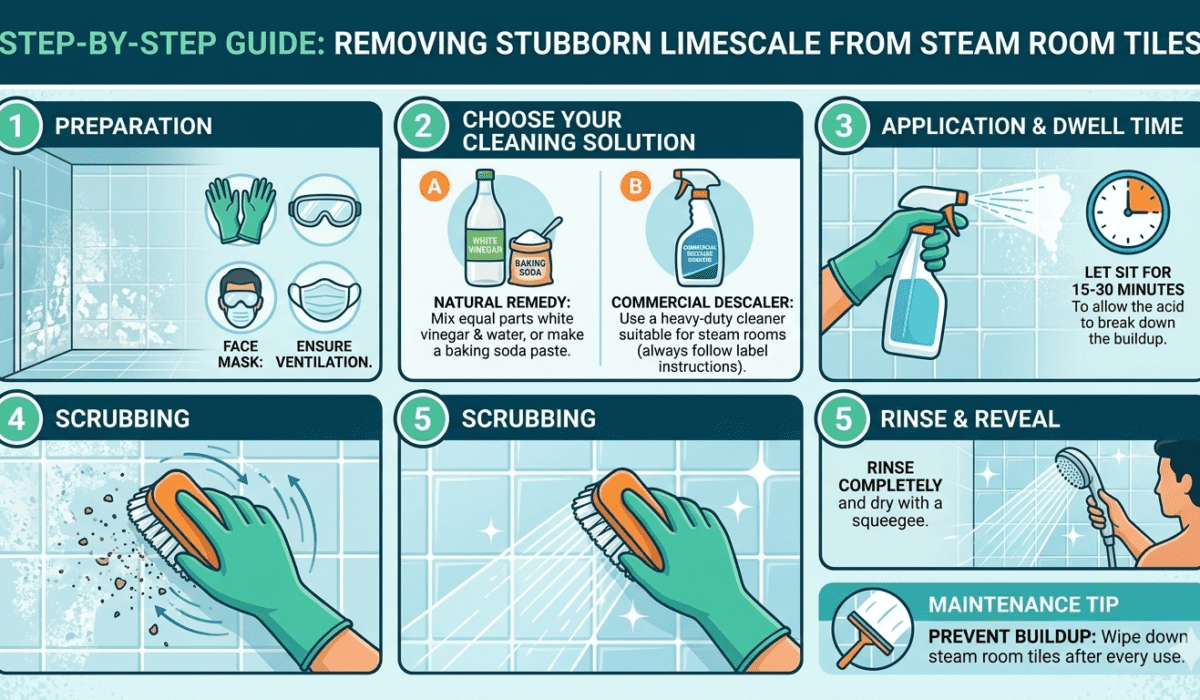 Limescale from Steam Room Tiles