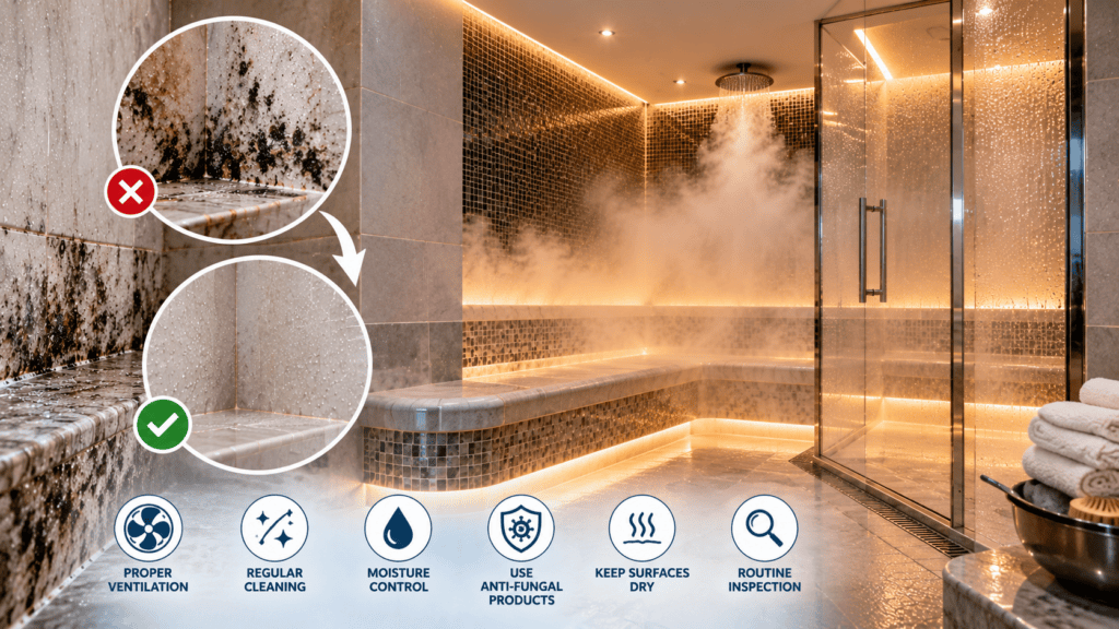 steam room mold and mildew prevention