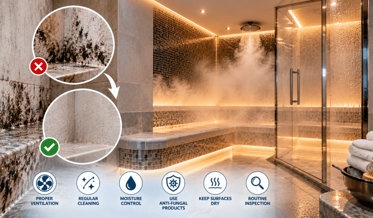 steam room mold and mildew prevention